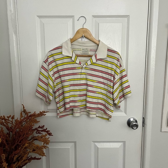 Urban Outfitters Pink and Yellow Striped Crop Top - Picture 3 of 6